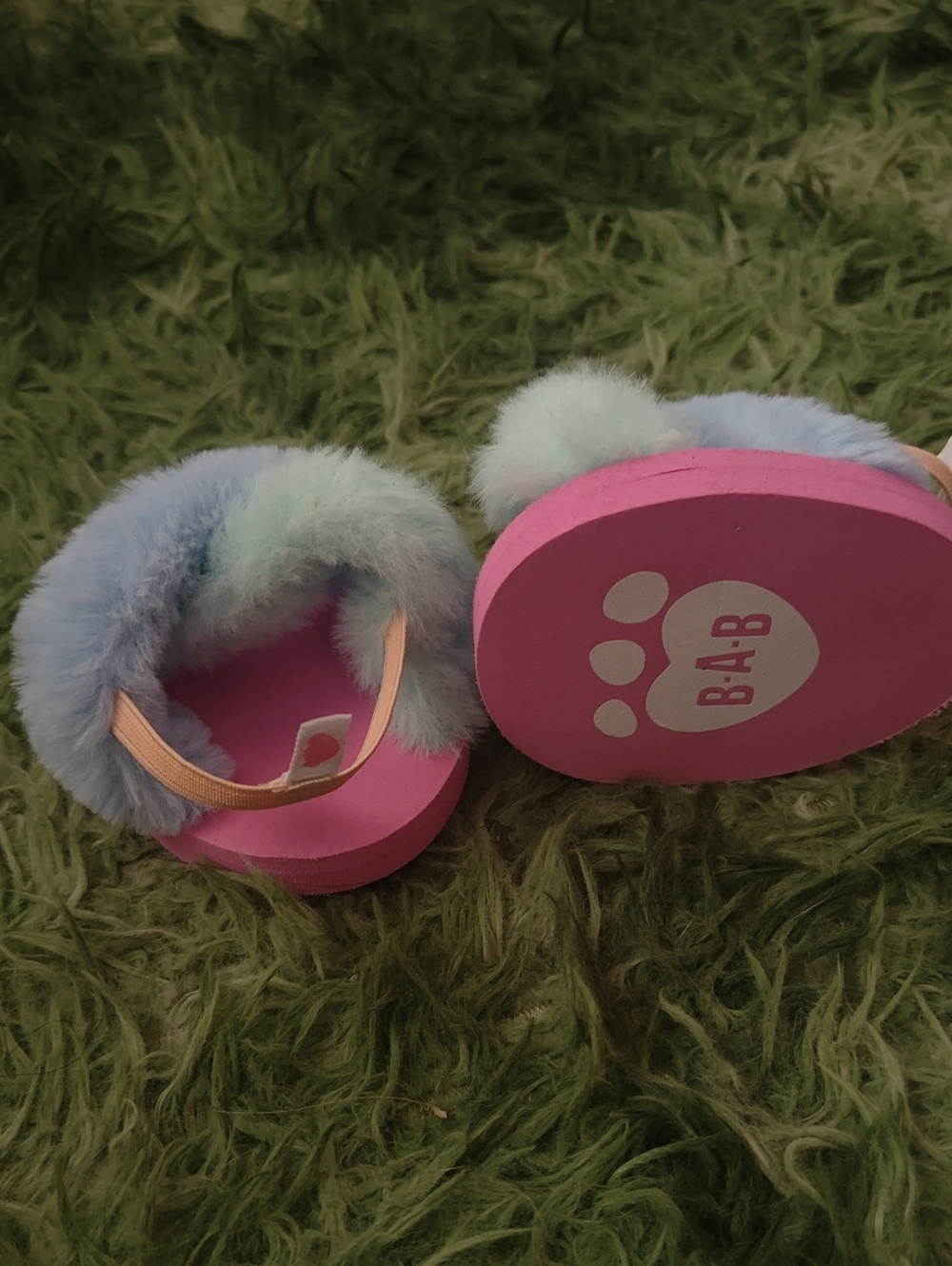 Build-A-Bear Plush Fuzzy Pink Footed Slippers